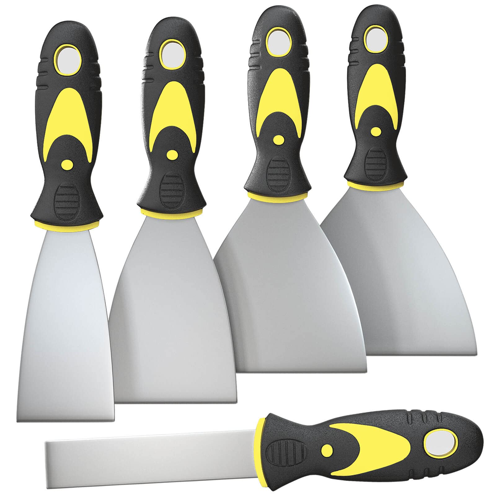 610FY792AbL.jpg 5Pcs Putty Knife, Set, 1" 2" 3" 4" 5" Scraper, Spackle Knife, Paint Scraper, Scraper Tool, No Rusting, Perfect For Repairing Drywall, Removing Wallpaper, Mud, Plaster Scraping - Image 1
