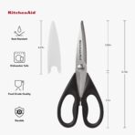 KitchenAid All Purpose Kitchen Shears with Protective Sheath Durable Stainless Steel Scissors, Dishwasher Safe, Soft Grip Comfort Handle, 8.72 Inch, Black - Image 9