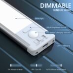 10inch Under Cabinet Lighting, 2 Pack Rechargeable Motion Sensor Light Indoor, 5 Levels Dimmable Magnetic Closet Lights, Wireless Under Counter Lights for Kitchen, Stairs - Image 3