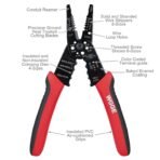 WGGE WG-015 Professional 8-inch Wire Stripper/Crimping Tool, Cable Cutter/Crimper, Wiring and Multi-Function Hand Tool, Red With Black - Image 5