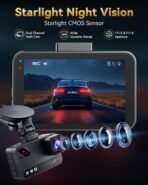 4K+4K Dash Cam Front and Rear, Free 128GB Card Included, 5.8GHz WiFi Dash Camera for Cars, Built-in GPS, G-Sensor, 170°Wide Angle, 3" IPS Screen, 24H Parking Mode, Support 512GB Max - Image 2