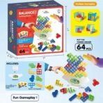64 Pcs Stacking Tower Game with 22 Cards, Giant Tumble Balance Game for Kids, Family Games for Kids and Adults, Easter Gifts for Teen Boys & Girls, Party Board Game for Kids 6-12 & Adults - Image 5
