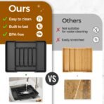 Extra Large Expandable Silverware Organizer, BPA-Free Food-Safe Cutlery Flatware Organizer, Kitchen Utensil Drawer Organizer, Adjustable Silverware Holder for Spoons Forks Knives, Black - Image 4