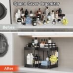 Multi-Purpose Pull-Out Storage Organizers, Under Sink/Cabinet Organizers and Storage for Bathroom & Kitchen, Black, 12.8 Inches, 2 Packs - Image 5