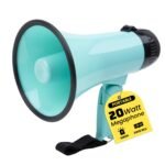 MyMealivos 20W Megaphone Bullhorn, Built in Siren & 240s Recording, 5.4"×8.6" Portable Megaphone with Volume Control Cover Up to 300 feet+ for Indoor and Outdoor Activities(Teal)