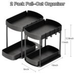 Multi-Purpose Pull-Out Storage Organizers, Under Sink/Cabinet Organizers and Storage for Bathroom & Kitchen, Black, 12.8 Inches, 2 Packs - Image 2