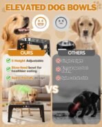 Elevated Dog Bowls, Non-Slip Dog Feeder with 1*Stainless Steel Dishes & 1*Slow Feeder Bowl, 5 Heights Adjustable Raised Bowls for 3.15″-8.66″-9.84″-11.02″-12.2″ - Image 2