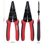 WGGE WG-015 Professional 8-inch Wire Stripper/Crimping Tool, Cable Cutter/Crimper, Wiring and Multi-Function Hand Tool, Red With Black - Image 3