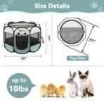 Dog Cat Playpen, Puppy Pet Playpen Indoor for Small Dog Crate Tent Cage Outdoor, Portable Pop Up Dogs Enclosure Kennel with Carrying Case for Dogs/Cats/Rabbits(Grey, Small - Image 2