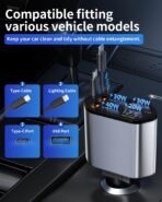 Retractable Car Charger, 4 in 1 Fast Charging Car Charger with USB-C & USB-A, Compatible with iPhone 17/16/15/14/13/12/11,Galaxy,Pixel, Car Accessories for Men Women Drivers - Image 3