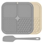 2 Pack Lick Mat for Dogs,Cats,Upgraded 8.5×8.5 inches Licking Mats with Suction Cups,Slow Feeder Licking Pad for Anxiety Relief and Boredom Reducer,Suitable for Dog Training Set 2