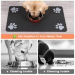 Pet Feeding Mat-Absorbent Pet Placemat for Food and Water Bowl, with Waterproof Rubber Backing, Quick Dry Water Dispenser Mat for Dog and Cat (20"x12", Striped Dark Gray) - Image 3