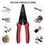 WGGE WG-015 Professional 8-inch Wire Stripper/Crimping Tool, Cable Cutter/Crimper, Wiring and Multi-Function Hand Tool, Red With Black - Image 6