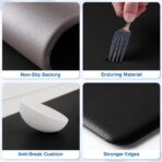 StepRite Kitchen Mats, 2PCS Kitchen Rugs, Cushioned Anti Fatigue Kitchen Mats for Floor, Non-Slip Standing Desk Mat, Waterproof Kitchen Rug Set for Kitchen, Floor, Office, 17.3"x30"+17.3"x47", Black - Image 2