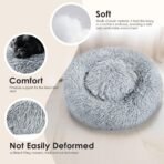 Hoewina Dog & Cat Bed for Indoor Cats, 20in Calming Donut Bed for Puppy and Kitten, Washable Round Fluffy Pet Bed for Small Medium Dogs and Cats (Light Grey) - Image 5