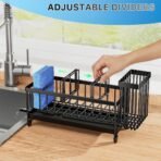 Cisily Sponge Holder for Kitchen Sink, Sink Caddy Organizer with High Brush Holder, Kitchen Countertop Organizers and Storage Essentials, Rustproof 304 Stainless Steel (Black, 9.25″) - Image 4