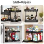 Multi-Purpose Pull-Out Storage Organizers, Under Sink/Cabinet Organizers and Storage for Bathroom & Kitchen, Black, 12.8 Inches, 2 Packs - Image 6