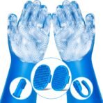 6PCS Pet Grooming Kit for Dogs,Cats and Horses | Dog Washing Gloves | Dog Bath Brush | Dog Bath Gloves | Dog Shampoo Brush | Pet Grooming Gloves | Dog Bath Supplies (Navy Blue)