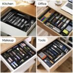 Extra Large Expandable Silverware Organizer, BPA-Free Food-Safe Cutlery Flatware Organizer, Kitchen Utensil Drawer Organizer, Adjustable Silverware Holder for Spoons Forks Knives, Black - Image 5