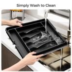 Extra Large Expandable Silverware Organizer, BPA-Free Food-Safe Cutlery Flatware Organizer, Kitchen Utensil Drawer Organizer, Adjustable Silverware Holder for Spoons Forks Knives, Black - Image 3