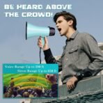 MyMealivos 20W Megaphone Bullhorn, Built in Siren & 240s Recording, 5.4"×8.6" Portable Megaphone with Volume Control Cover Up to 300 feet+ for Indoor and Outdoor Activities(Teal) - Image 3