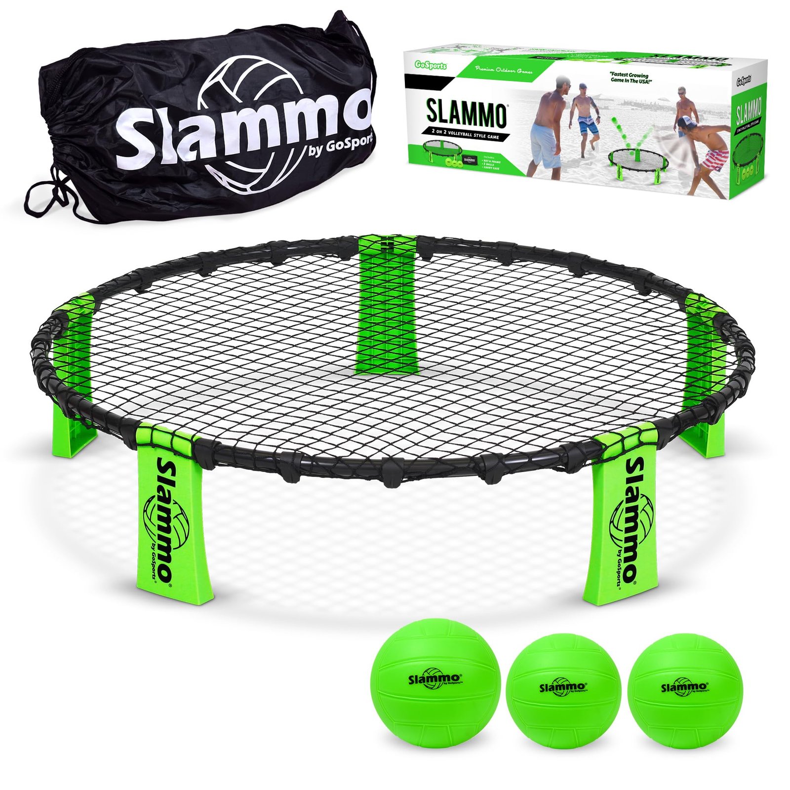 81y06HDw2KL.jpg GoSports Slammo Game Set (Includes 3 Balls, Carrying Case and Rules) - Outdoor Lawn, Beach & Tailgating Roundnet Game - Image 1