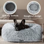 Hoewina Dog & Cat Bed for Indoor Cats, 20in Calming Donut Bed for Puppy and Kitten, Washable Round Fluffy Pet Bed for Small Medium Dogs and Cats (Light Grey) - Image 3